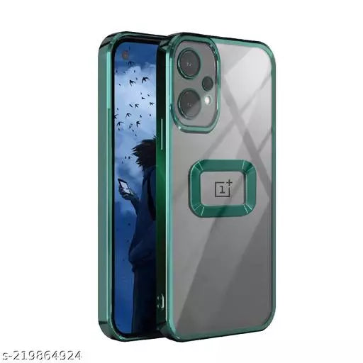 Green 6D Chrome Logo Cut Transparent Case for Oneplus Nord CE 2 Lite