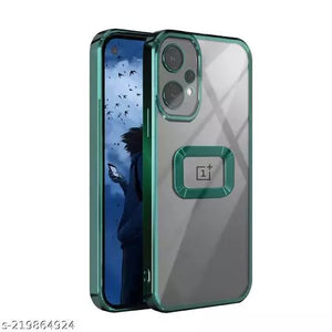 Green 6D Chrome Logo Cut Transparent Case for Oneplus Nord CE 2 Lite