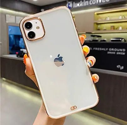White Electroplated Transparent Case for Apple iphone 12 Mini - The Hatke