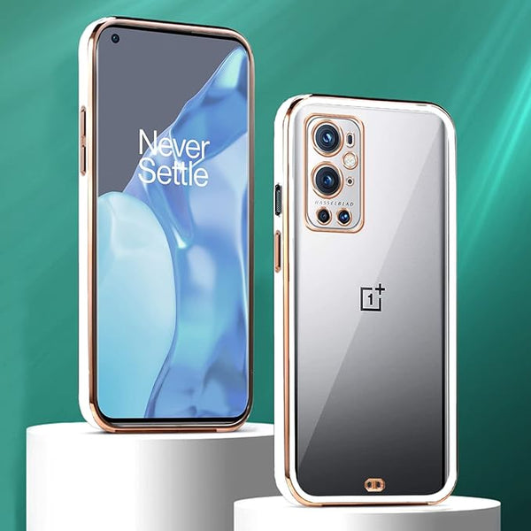 White Electroplated Transparent Case for Oneplus 9 Pro - The Hatke