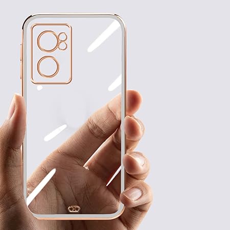 White Electroplated Transparent Case for Oneplus Nord CE 2 - The Hatke