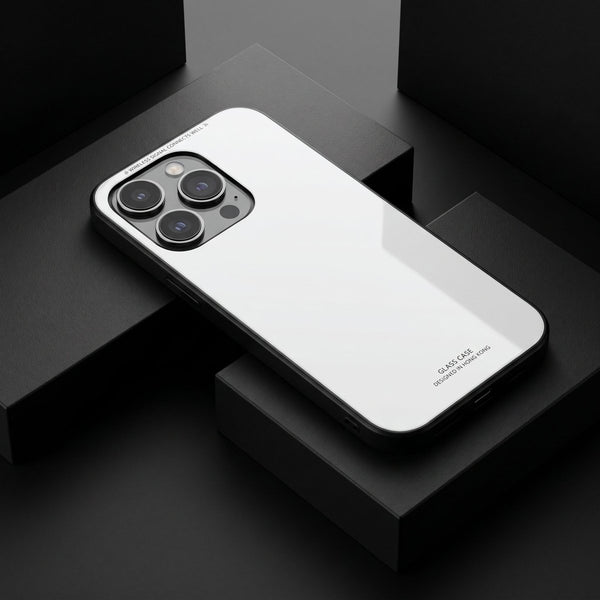White Glass case for Apple Iphone 14 Pro Max - The Hatke