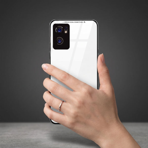 White Glass case for Oppo Reno 7 - The Hatke