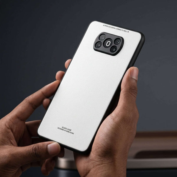 White Glass case for Poco X3 - The Hatke
