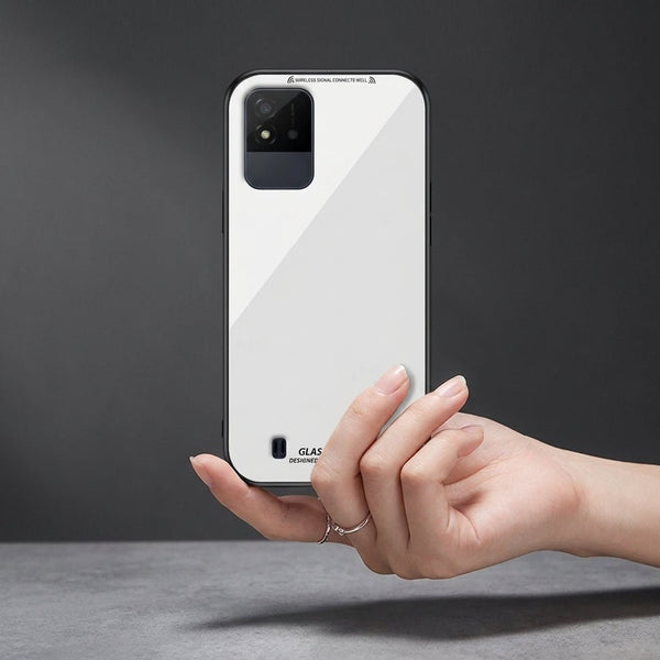 White Glass case for Realme Narzo 50i - The Hatke
