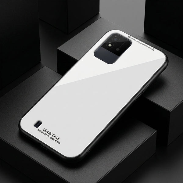 White Glass case for Realme Narzo 50i - The Hatke