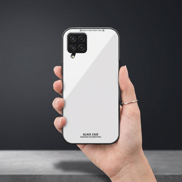 White Glass case for Samsung M12 - The Hatke