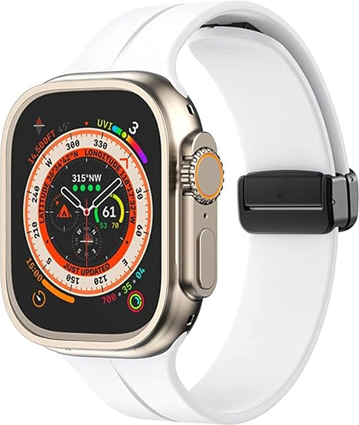 White Magnetic Clasp Adjustable Strap For Apple Watch Series 1 (42mm/44mm/45mm/46mm/49mm) - The Hatke