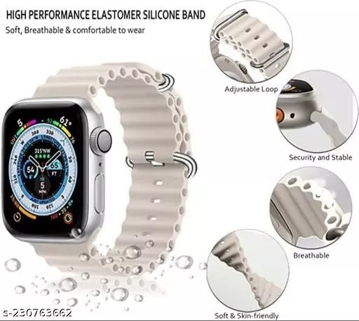 White Ocean Loop Watch Strap For apple For Apple Watch SERIES SE GEN 2 (42mm/44mm/45mm/46mm/49mm) - The Hatke