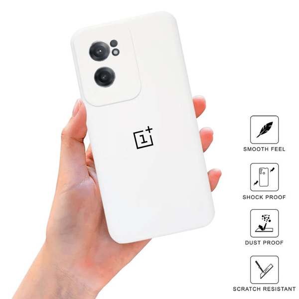 White Original Camera Safe Silicone case for Oneplus Nord CE 2 - The Hatke