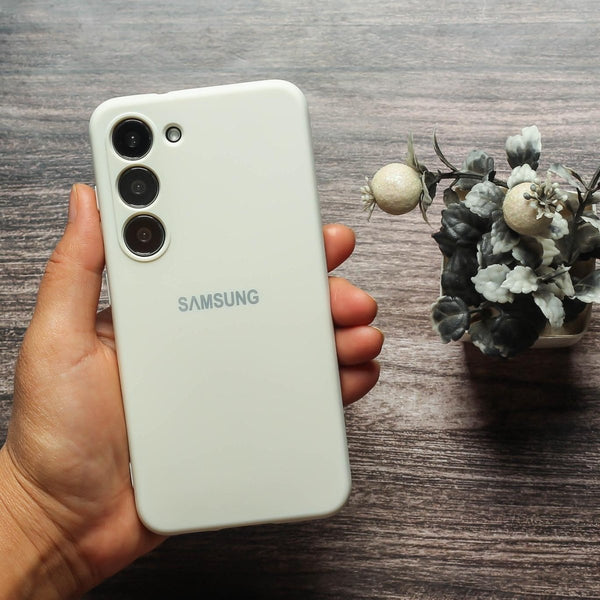 White Original Camera Safe Silicone case for Samsung S21 FE - The Hatke