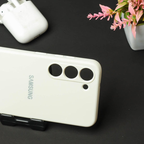 White Original Camera Safe Silicone case for Samsung S21 FE - The Hatke