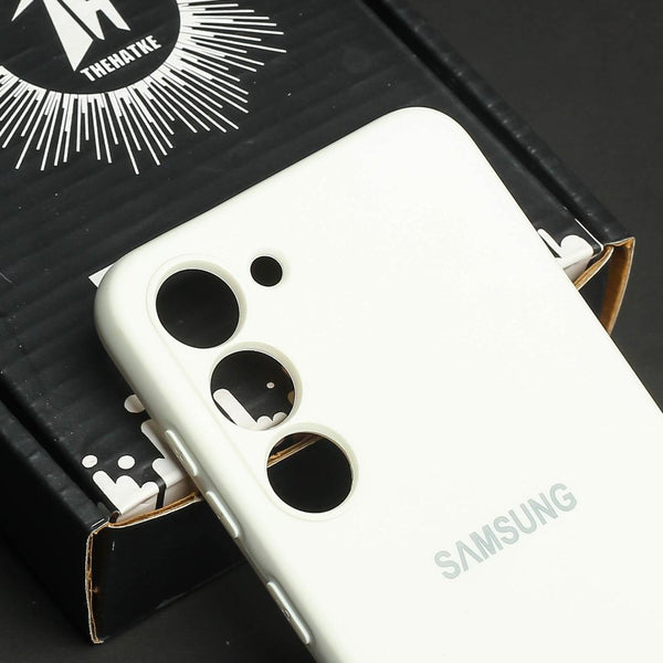 White Original Camera Safe Silicone case for Samsung S21 FE - The Hatke