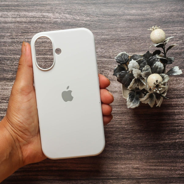 White Original Silicone case for Apple iphone 16 Plus - The Hatke