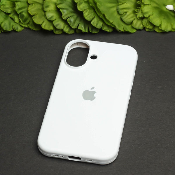 White Original Silicone case for Apple iphone 16 Plus - The Hatke