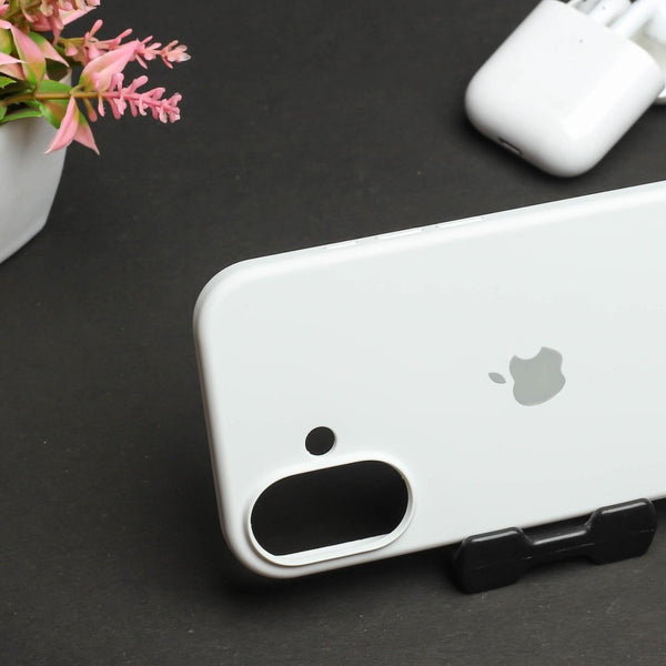 White Original Silicone case for Apple iphone 16 Plus - The Hatke