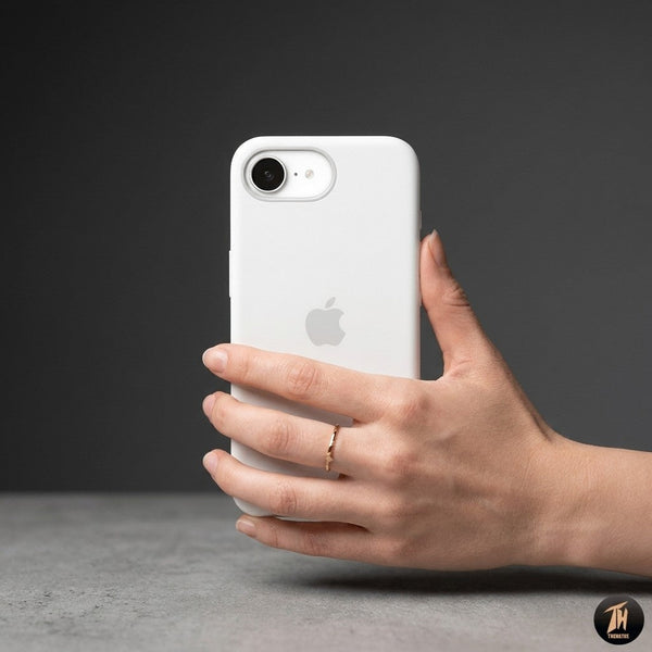 White Original Silicone case for Apple iphone 16e - The Hatke