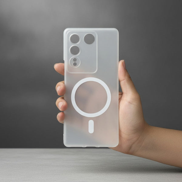 White Paper Matte Magsafe Case for Vivo V27 Pro - The Hatke