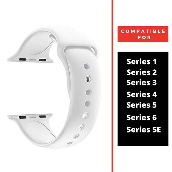 White Plain Silicone Strap For Watch Series 4 (42mm/44mm/45mm/46mm/49mm) - The Hatke
