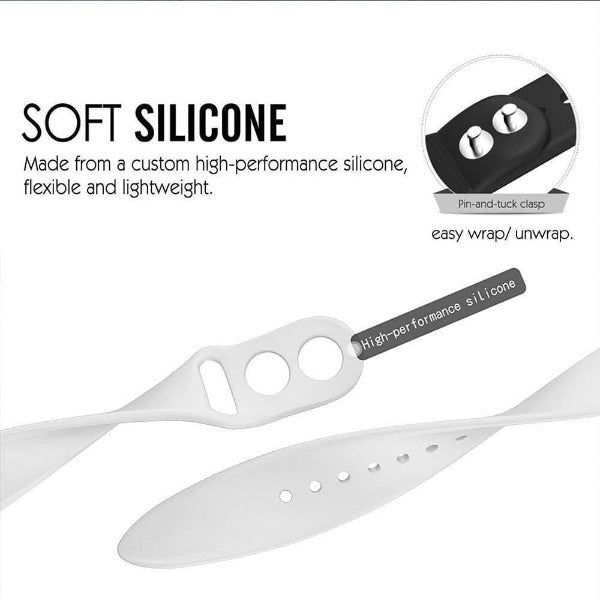 White Plain Silicone Strap For Watch Series SE 2020 (42mm/44mm/45mm/46mm/49mm) - The Hatke