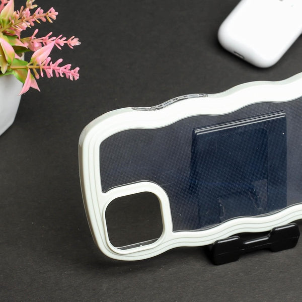 White Zig Zag Frame Silicon Case for Apple Iphone 13 - The Hatke
