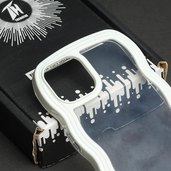 White Zig Zag Frame Silicon Case for Apple Iphone 13 - The Hatke