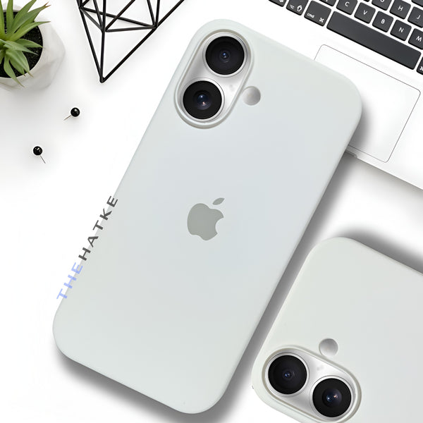 White Original Silicone case for Apple iphone 16 Plus