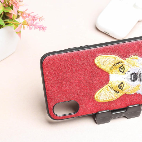 Wine Leather Corgi Ornamented for Apple Iphone X/XS - The Hatke