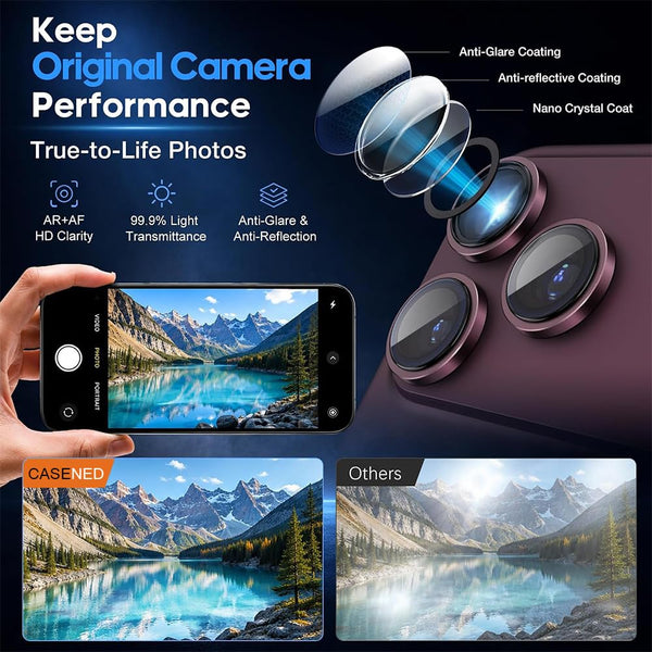 Wine Metallic camera ring lens guard for Apple iphone 18 Pro Max - The Hatke