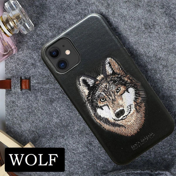 Black Leather Brown Fox Ornamented for Apple iPhone 11