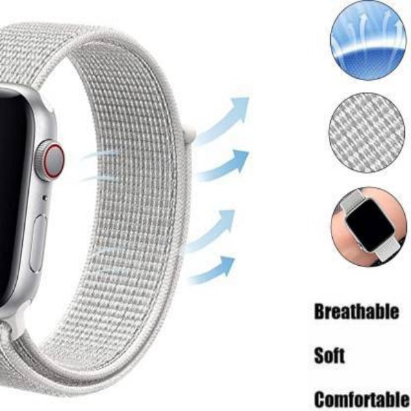 White Nylon Strap For Apple Watch Series 6 (38mm/40mm/41mm)