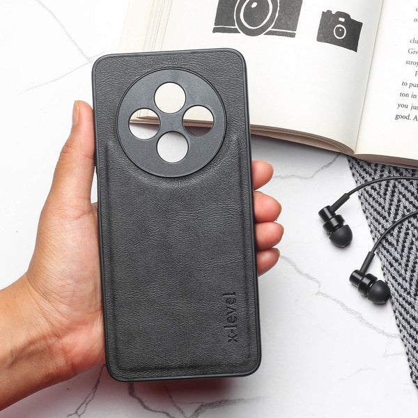 X-LEVEL Black Leather Case for OPPO Reno 12F 5G - The Hatke