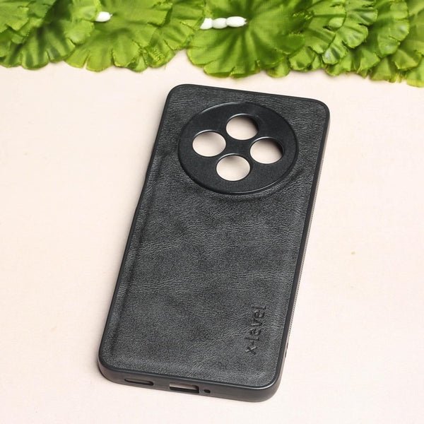 X-LEVEL Black Leather Case for OPPO Reno 12F 5G - The Hatke