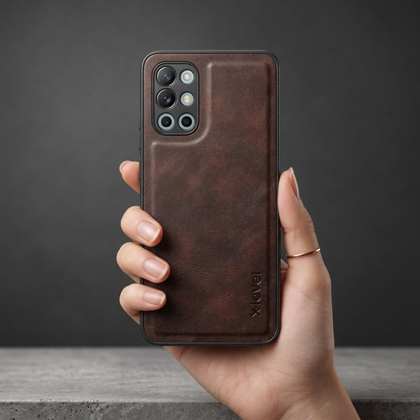 X-LEVEL Dark Brown Leather Case for Oneplus 9r - The Hatke
