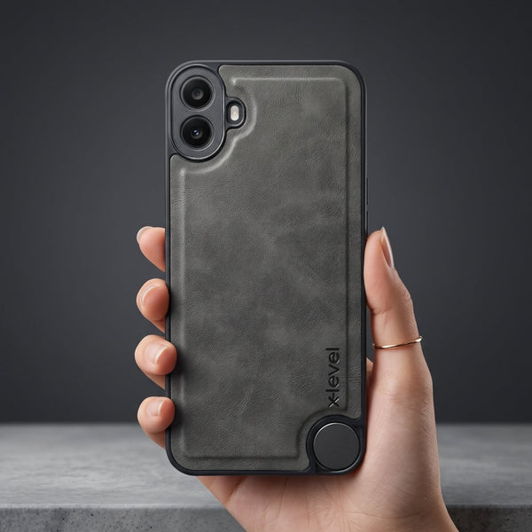 X-LEVEL Grey Leather Case for CMF Phone 1 - The Hatke
