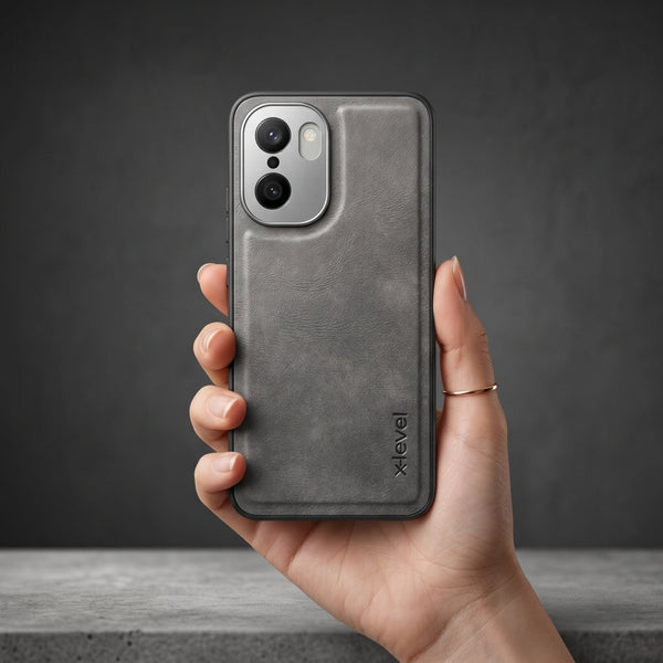 X-LEVEL Grey Leather Case for Oneplus 15R - The Hatke