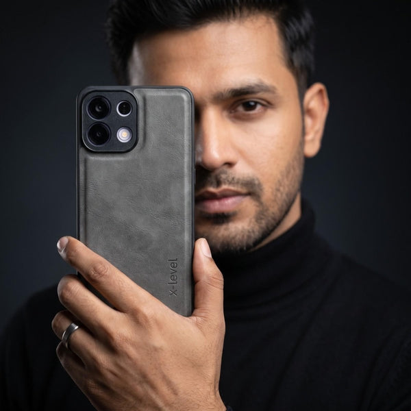 X-LEVEL Grey Leather Case for Oppo K13 - The Hatke