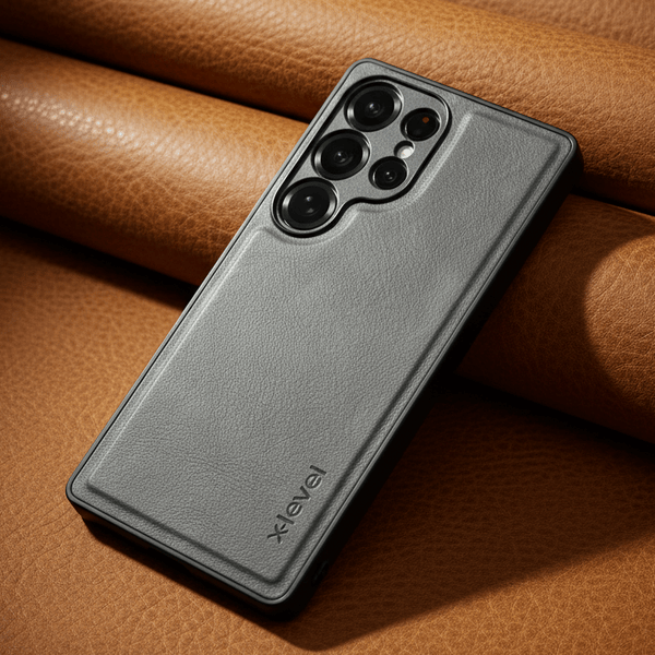 X-LEVEL Grey Leather Case for Samsung S25 Ultra - The Hatke