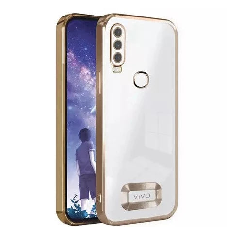 Gold 6D Chrome Logo Cut Transparent Case for Vivo Y17