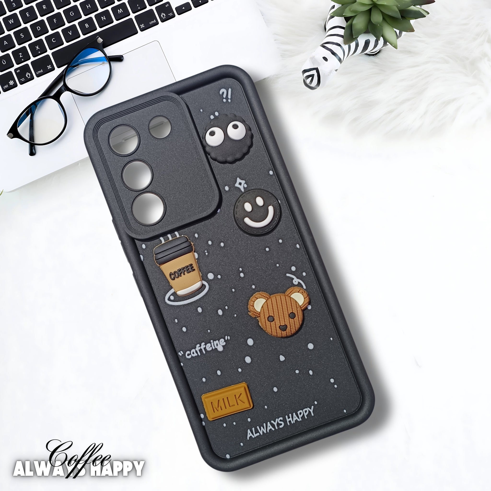 Black COFFEE (ALWAYS HAPPY) Silicone case for Vivo Y200