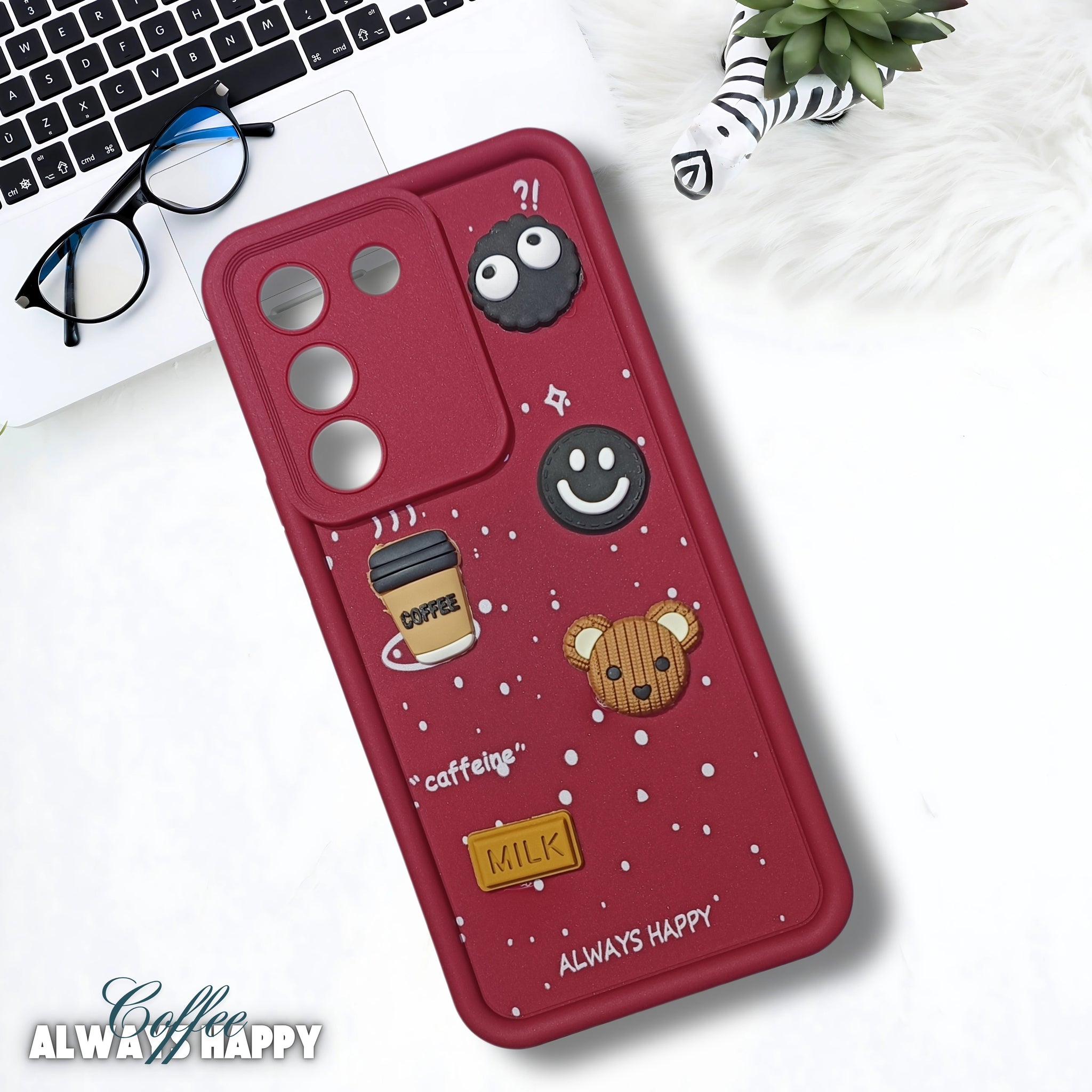Mehroon COFFEE (ALWAYS HAPPY) Silicone case for Vivo Y200