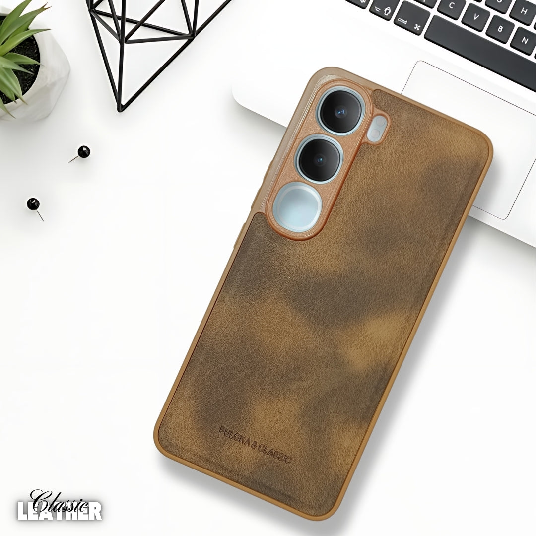 Brown Classic Leather Case for Vivo Y300