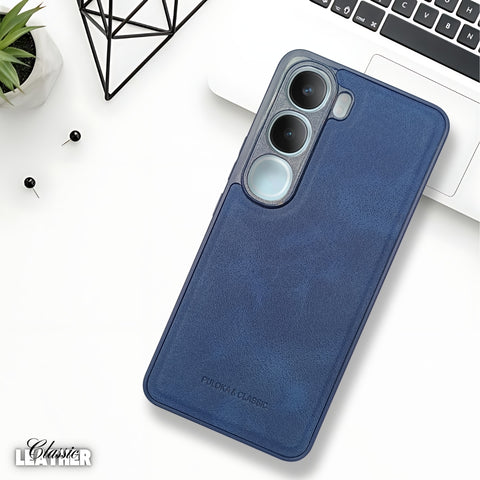 Dark Blue Classic Leather Case for Vivo Y300