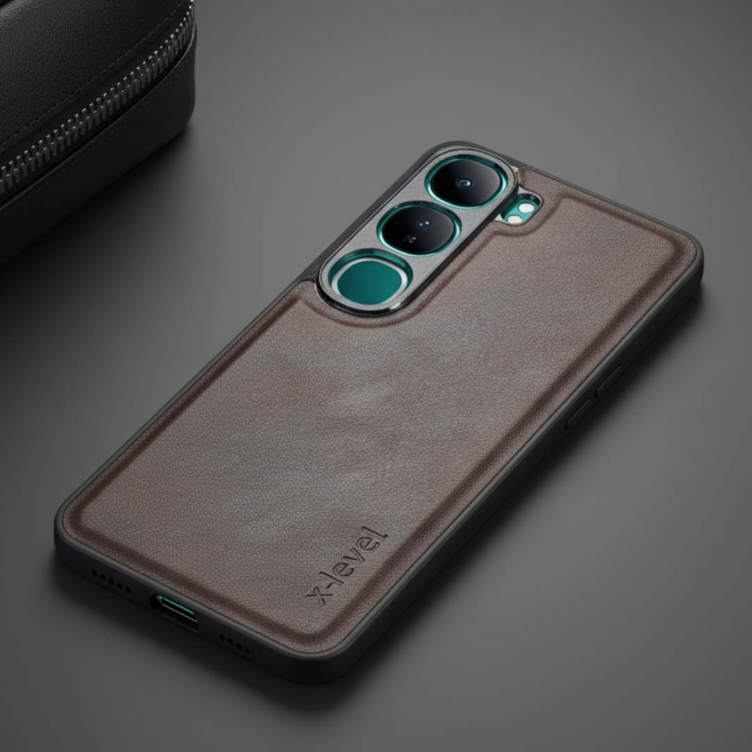 X-LEVEL Dark Brown Leather Case for Vivo Y300
