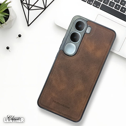 Dark Brown Classic Leather Case for Vivo Y300