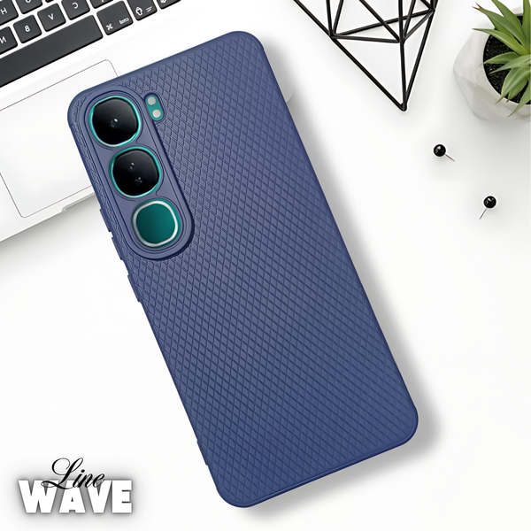 Dark Blue Line Wave Silicone Case for Vivo Y300