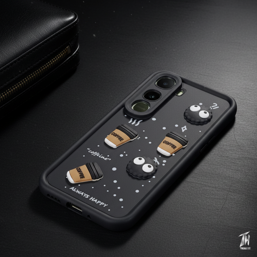 Black COFFEE (ALWAYS HAPPY) Silicone case for Vivo Y400