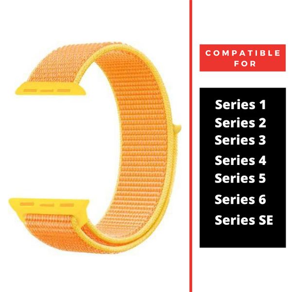 Yellow Border Nylon Strap For Apple Watch Series 7 (42mm/44mm/45mm/46mm/49mm) - The Hatke