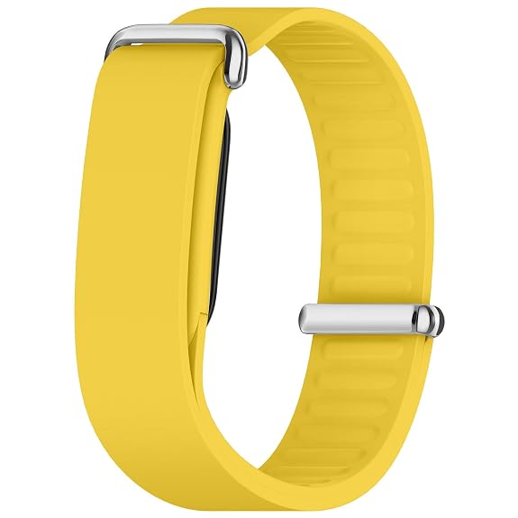 Yellow Hard Metal Lock Silicone Strap For Google Fitbit Air - The Hatke