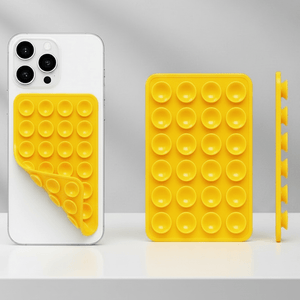 Yellow Sticky Phone Stand Silicone Suction Phone Case Mount For Mobile